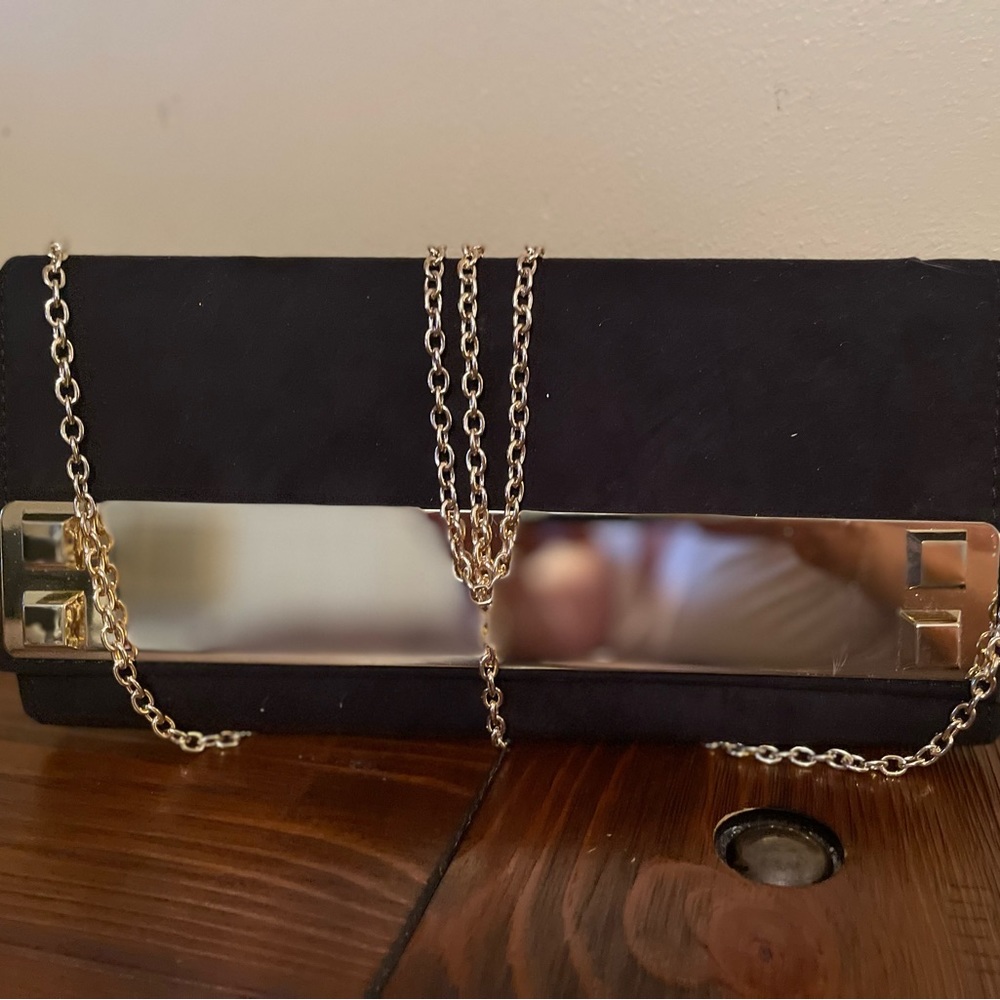 Call It Spring black with gold accent hand/shoulder bag.